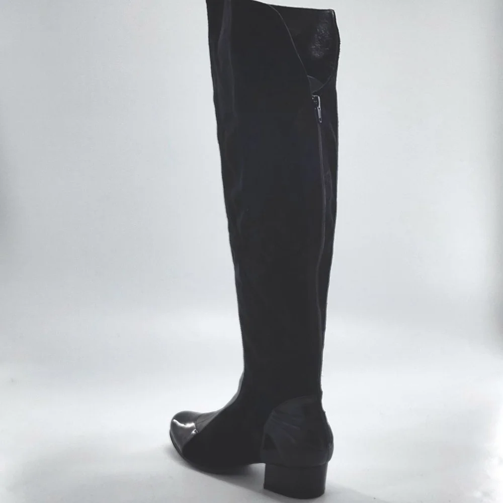 STUART WEITZMAN Black Suede Leather Trim Over the Knee Boots Size 8